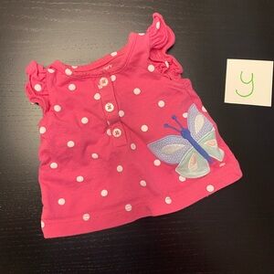 ⭐️2/$5.00⭐️ Carter's NB Pink Polka Dot Top with Butterfly
